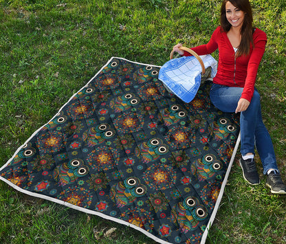 Bohemian Owl Pattern Print Quilt