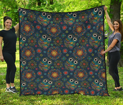 Bohemian Owl Pattern Print Quilt