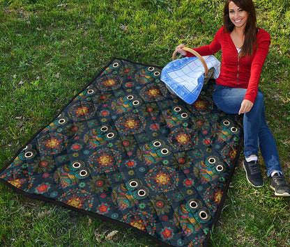 Bohemian Owl Pattern Print Quilt