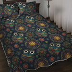Bohemian Owl Pattern Print Quilt Bed Set