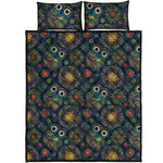 Bohemian Owl Pattern Print Quilt Bed Set