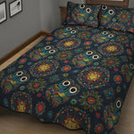 Bohemian Owl Pattern Print Quilt Bed Set