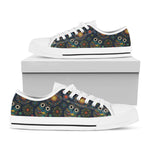 Bohemian Owl Pattern Print White Low Top Shoes
