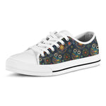 Bohemian Owl Pattern Print White Low Top Shoes