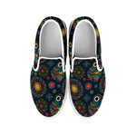 Bohemian Owl Pattern Print White Slip On Shoes