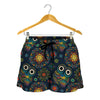 Bohemian Owl Pattern Print Women's Shorts