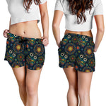 Bohemian Owl Pattern Print Women's Shorts