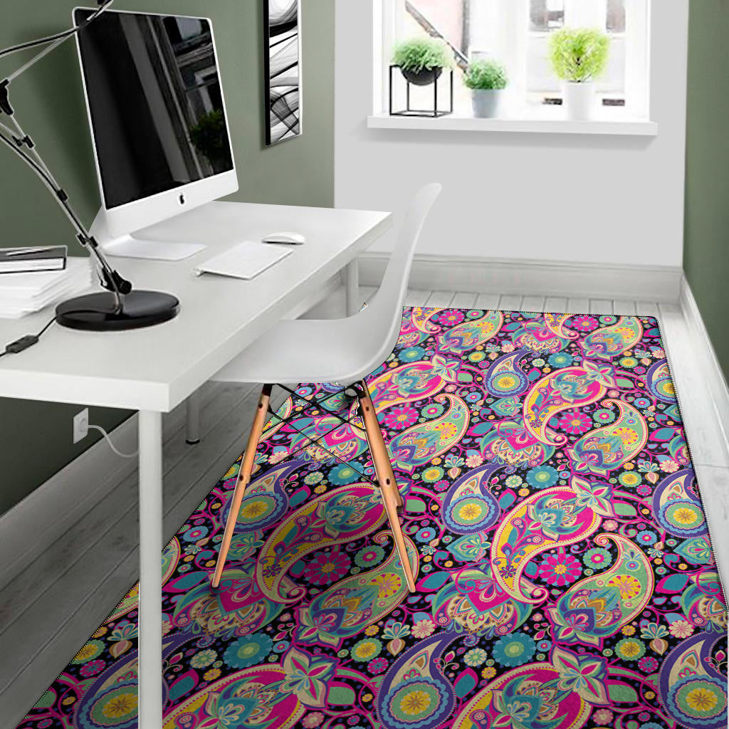 Bohemian Paisley Pattern Print Area Rug