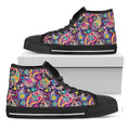 Bohemian Paisley Pattern Print Black High Top Sneakers