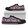 Bohemian Paisley Pattern Print Black Low Top Sneakers