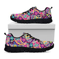 Bohemian Paisley Pattern Print Black Running Shoes