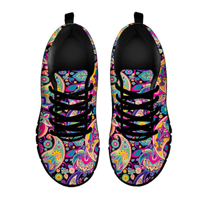 Bohemian Paisley Pattern Print Black Sneakers