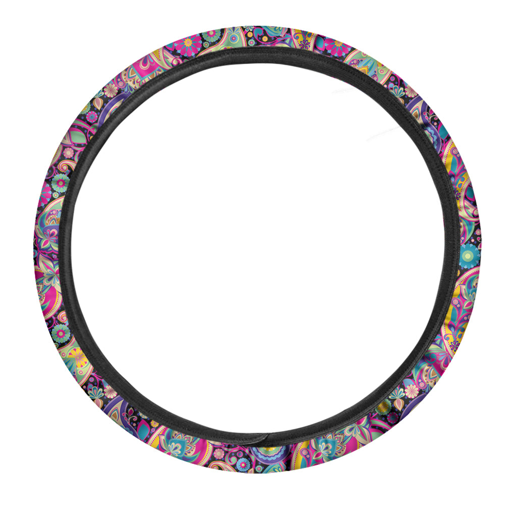 Bohemian Paisley Pattern Print Car Steering Wheel Cover