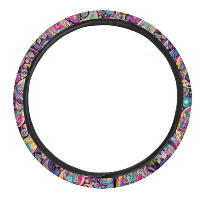 Bohemian Paisley Pattern Print Car Steering Wheel Cover
