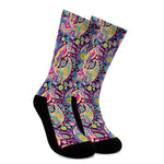 Bohemian Paisley Pattern Print Crew Socks