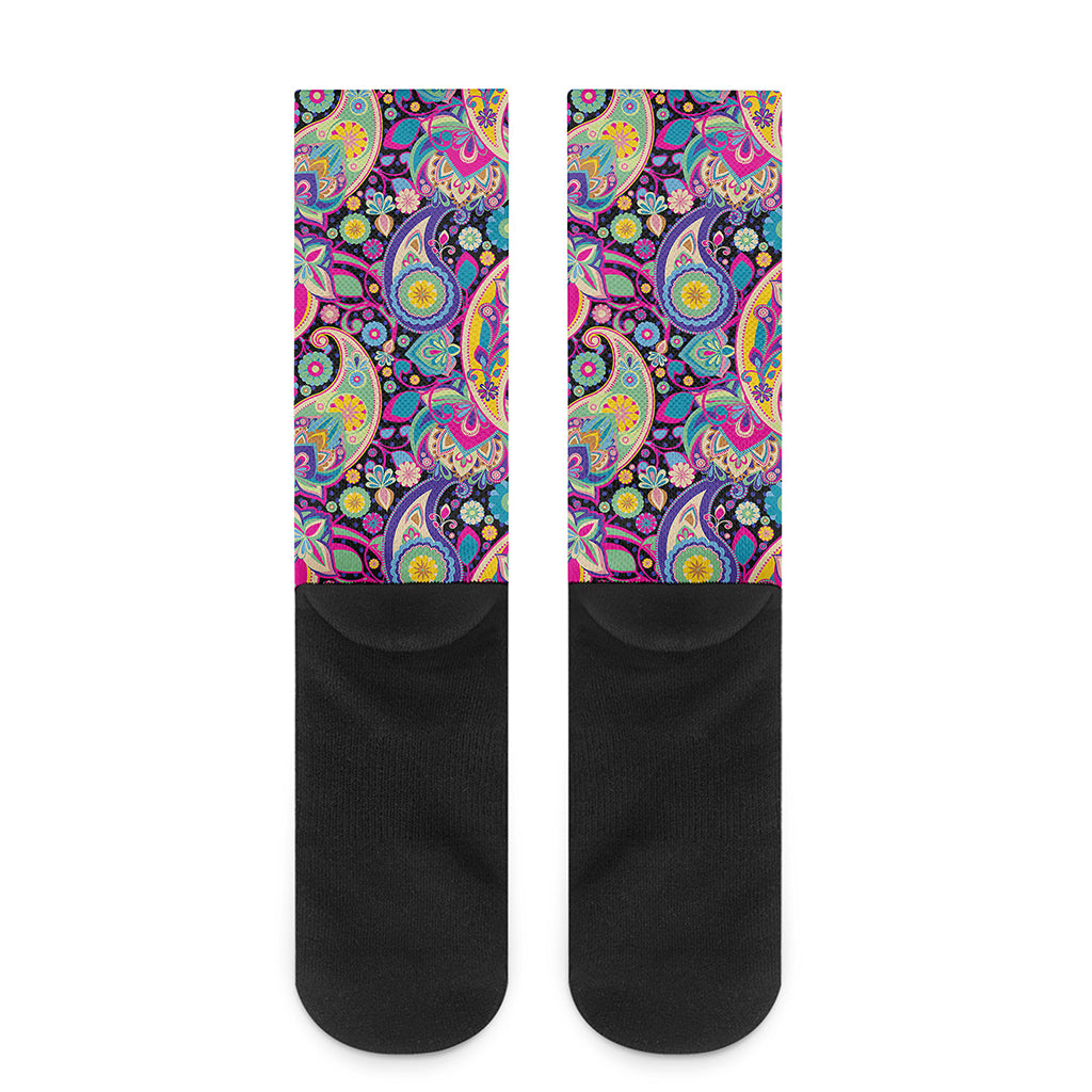 Bohemian Paisley Pattern Print Crew Socks