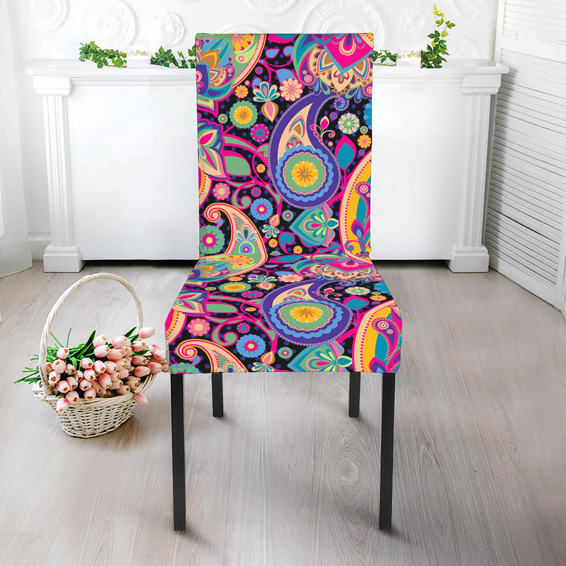 Bohemian Paisley Pattern Print Dining Chair Slipcover