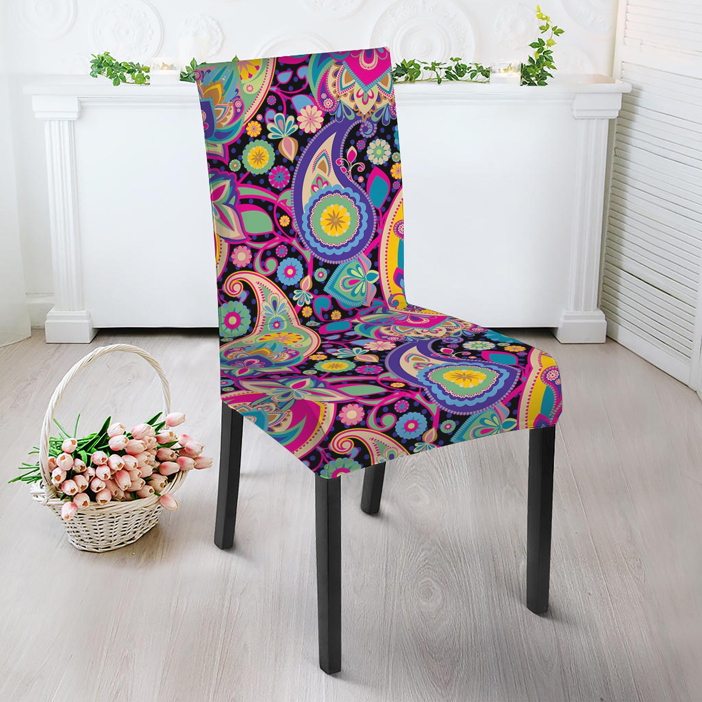 Bohemian Paisley Pattern Print Dining Chair Slipcover