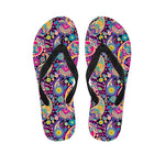 Bohemian Paisley Pattern Print Flip Flops