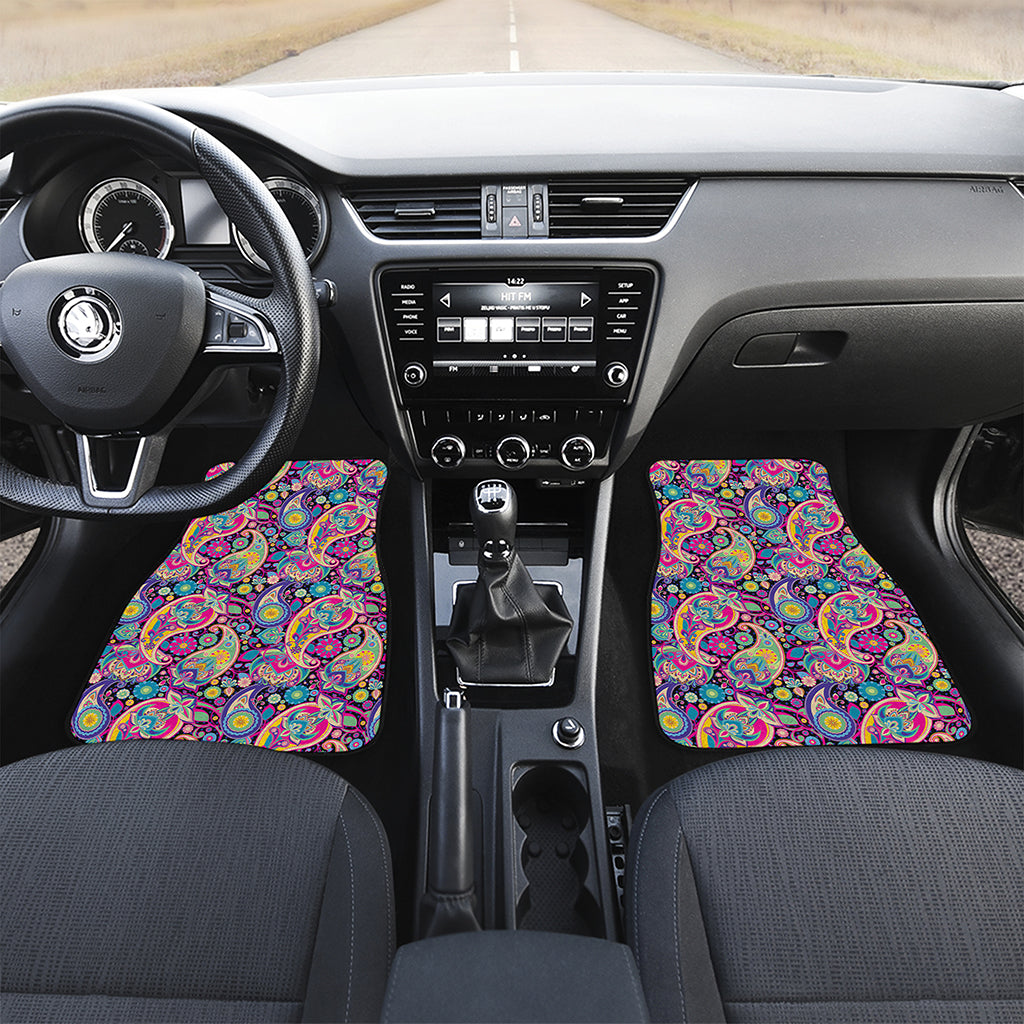 Bohemian Paisley Pattern Print Front and Back Car Floor Mats