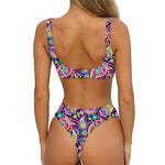 Bohemian Paisley Pattern Print Front Bow Tie Bikini