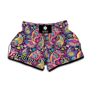 Bohemian Paisley Pattern Print Muay Thai Boxing Shorts