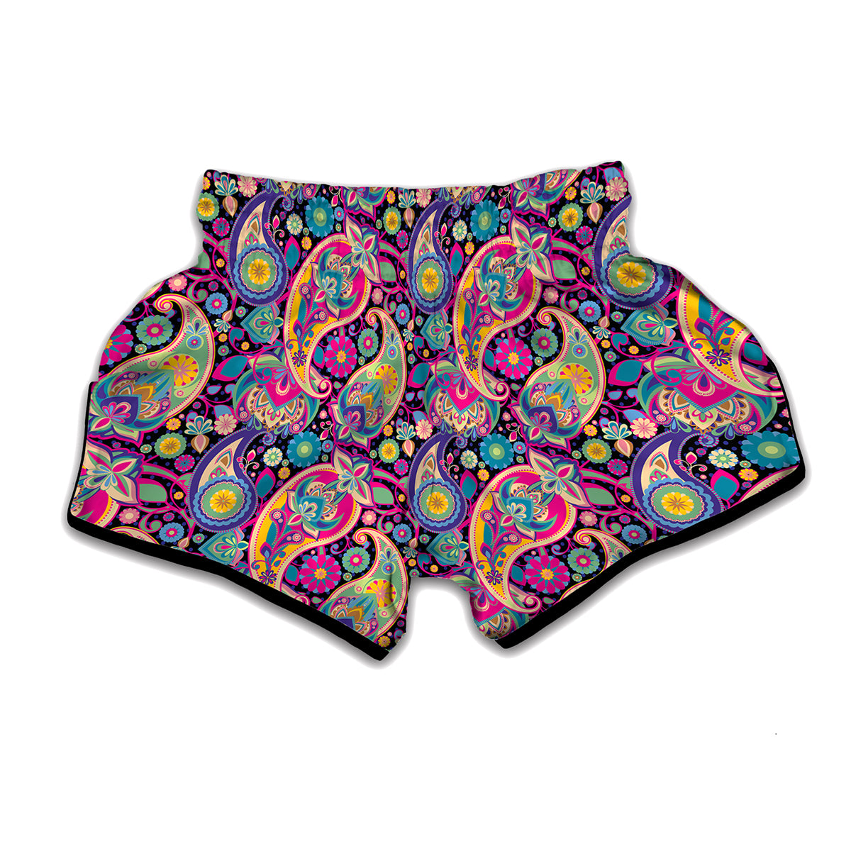 Bohemian Paisley Pattern Print Muay Thai Boxing Shorts