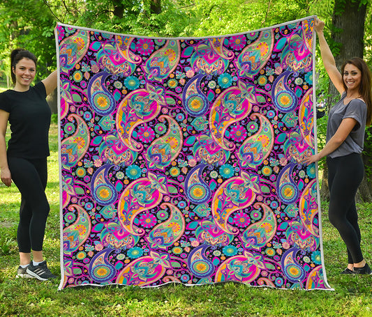 Bohemian Paisley Pattern Print Quilt