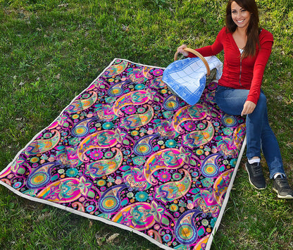 Bohemian Paisley Pattern Print Quilt