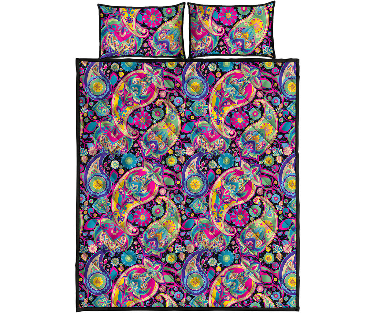 Bohemian Paisley Pattern Print Quilt Bed Set