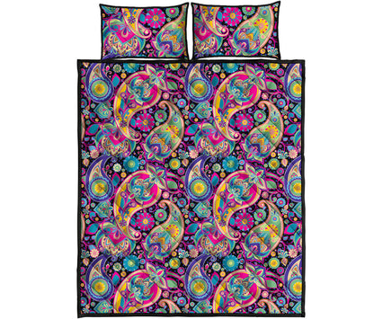 Bohemian Paisley Pattern Print Quilt Bed Set