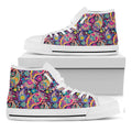 Bohemian Paisley Pattern Print White High Top Sneakers