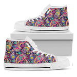 Bohemian Paisley Pattern Print White High Top Shoes