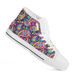 Bohemian Paisley Pattern Print White High Top Shoes