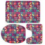 Bohemian Patchwork Pattern Print 3 Piece Bath Mat Set
