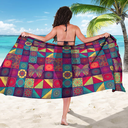 Bohemian Patchwork Pattern Print Beach Sarong Wrap