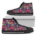 Bohemian Patchwork Pattern Print Black High Top Sneakers