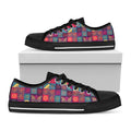 Bohemian Patchwork Pattern Print Black Low Top Sneakers
