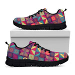 Bohemian Patchwork Pattern Print Black Sneakers
