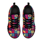 Bohemian Patchwork Pattern Print Black Sneakers