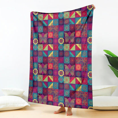 Bohemian Patchwork Pattern Print Blanket