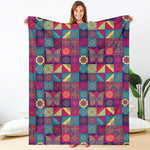 Bohemian Patchwork Pattern Print Blanket