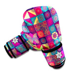 Bohemian Patchwork Pattern Print Boxing Gloves