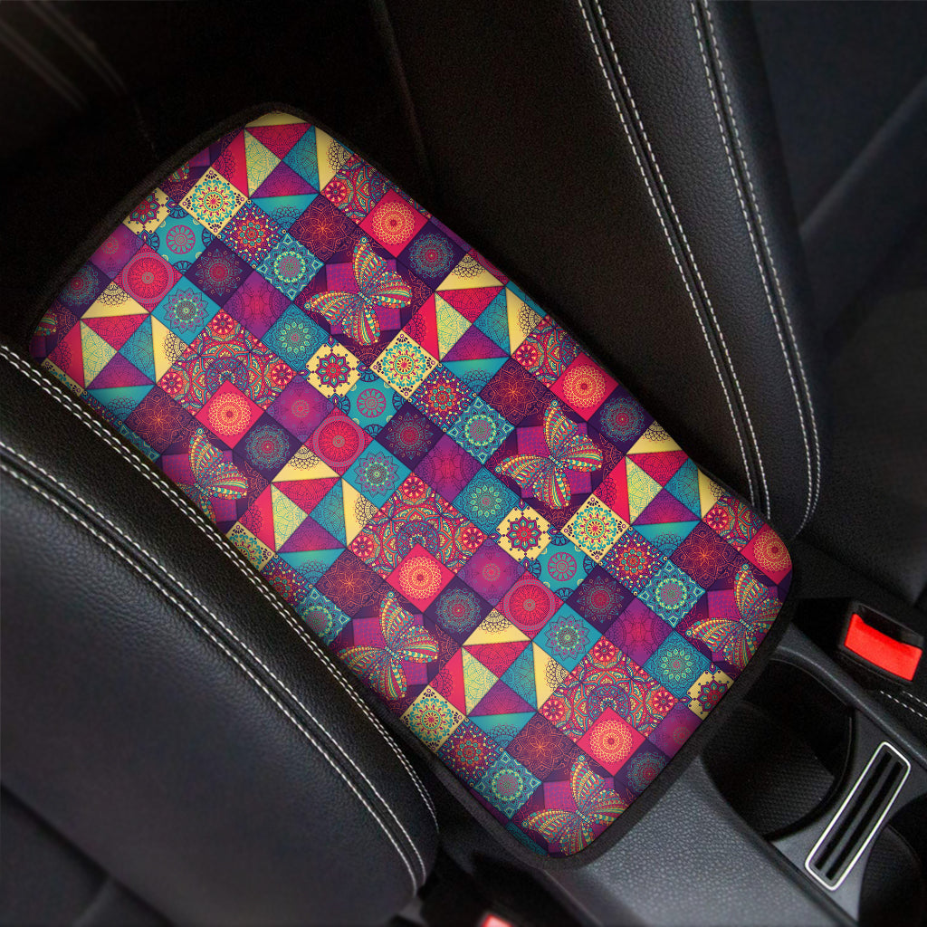 Bohemian Patchwork Pattern Print Car Center Console Cover