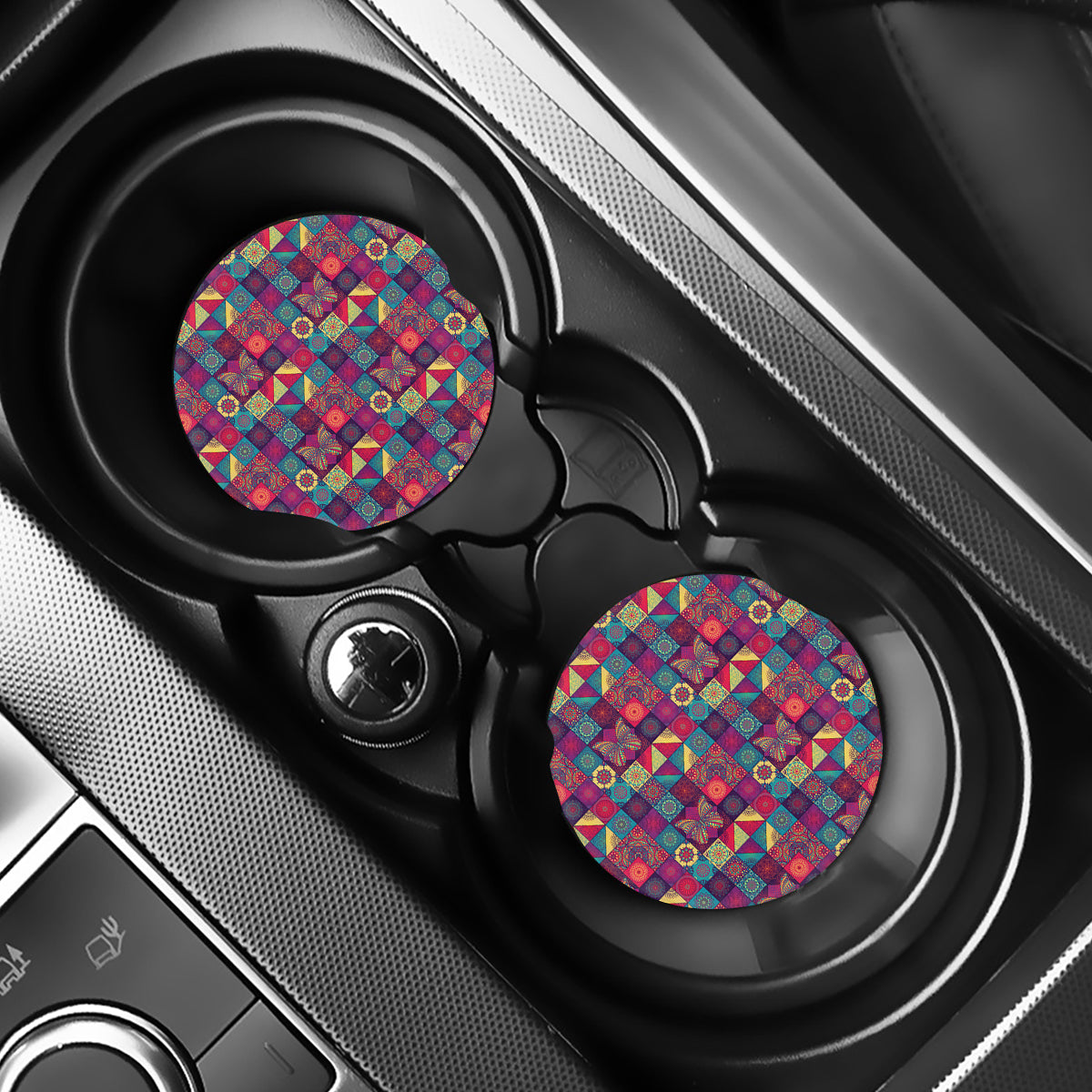 Bohemian Patchwork Pattern Print Car Coasters