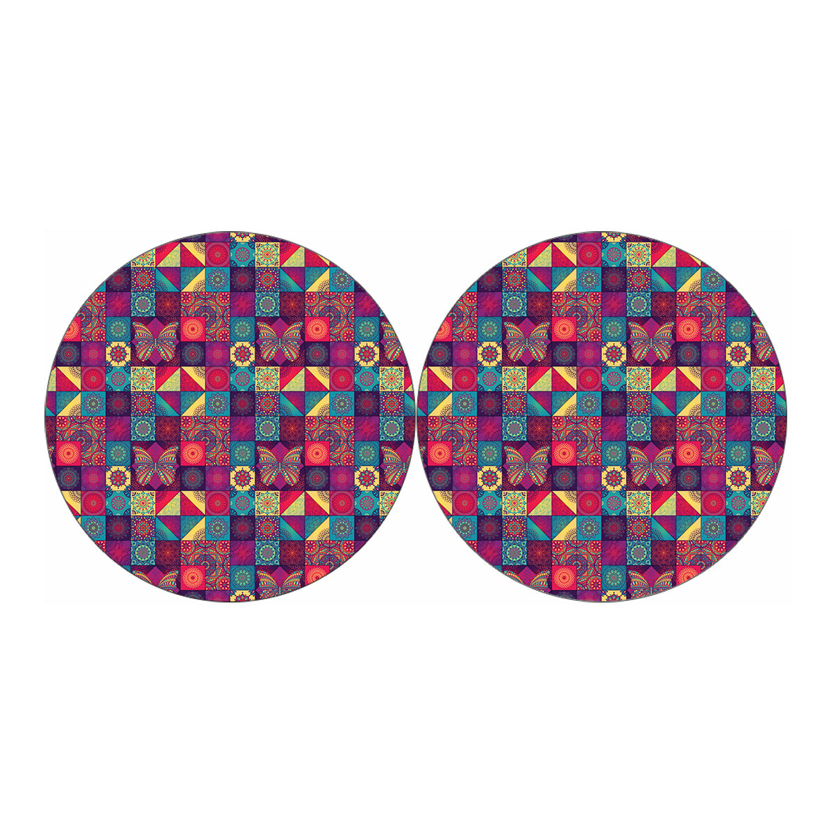 Bohemian Patchwork Pattern Print Car Coasters