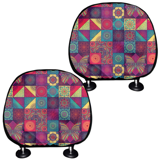 Bohemian Patchwork Pattern Print Car Headrest Covers