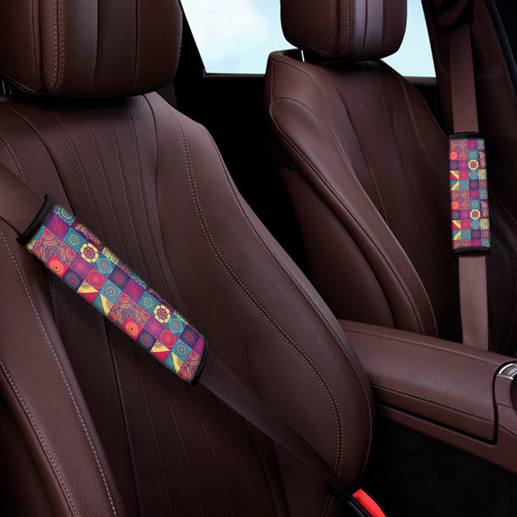 Bohemian Patchwork Pattern Print Car Seat Belt Covers