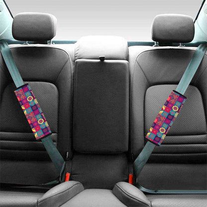 Bohemian Patchwork Pattern Print Car Seat Belt Covers