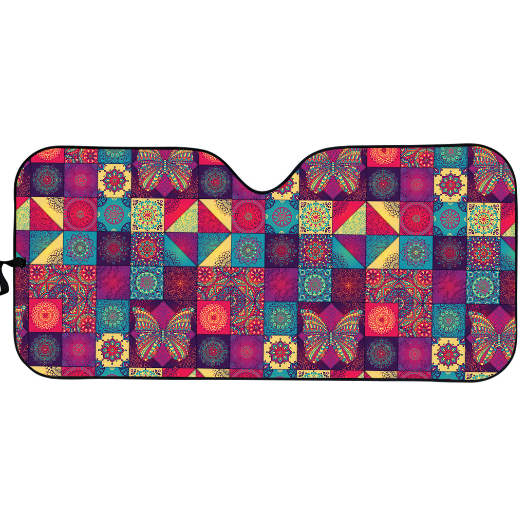 Bohemian Patchwork Pattern Print Car Sun Shade